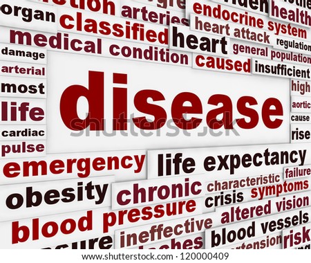 Disease medical warning message background. Medical dysfunction poster design