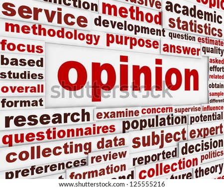 Opinion creative word clouds design. Public opinion message background