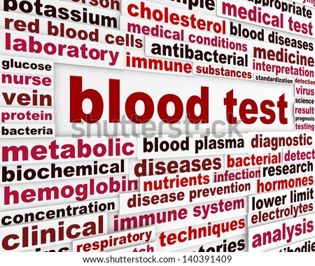 Blood test medical examination design. Clinical analysis scientific message concept