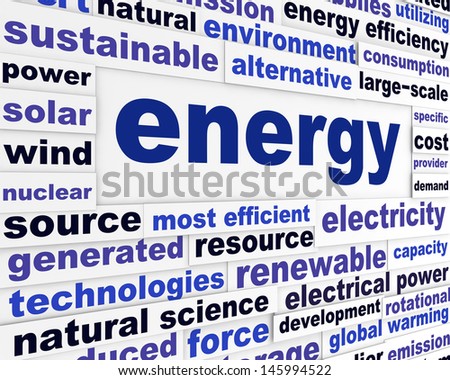 Energy creative words design. Power technology industrial poster