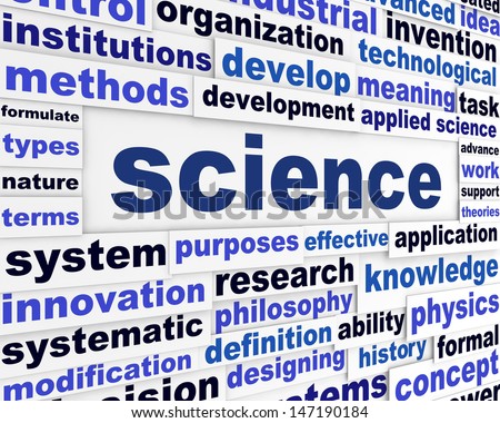 Science creative words design. Scientific slogan conceptual background