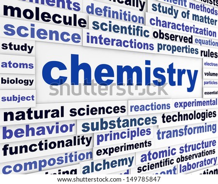 Chemistry scientific poster. Education technological words background