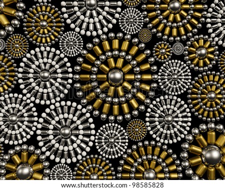Luxury jewelry ornament background design made from metallic seed beads. Luxury jewelry background