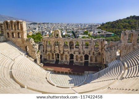 The Odeon theatre at Athens, Greece - view from Acropolis