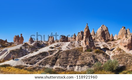 Panorama of Camel rock at Cappadocia Turkey - nature background