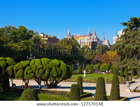Park of the Pleasant Retreat in Madrid Spain - nature and architecture background