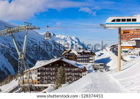 Mountain ski resort Hochgurgl Austria - nature and sport background