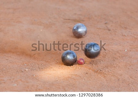Petanque balls on the ground - sport background