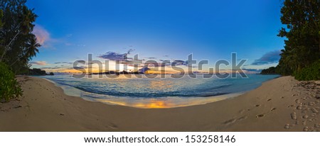 Panorama of tropical beach at sunset - nature background