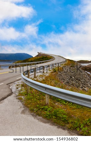 Famous bridge through fjord on the Atlantic road in Norway - travel background
