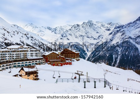 Mountains ski resort Solden Austria - nature and architecture background