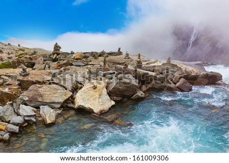 Stigfossen waterfall in Norway - nature and travel background