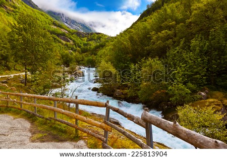 River near Briksdal glacier - Norway - nature and travel background