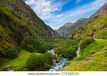 Flam in Norway - nature and travel background