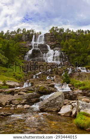Tvinde fossen Waterfall - Voss Norway - nature and travel background