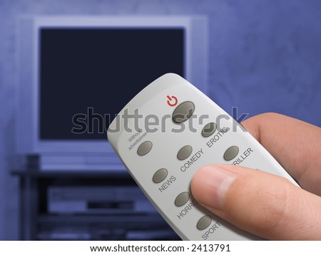 Remote control in hand, buttons News, Comedy, Erotic, etc., button \