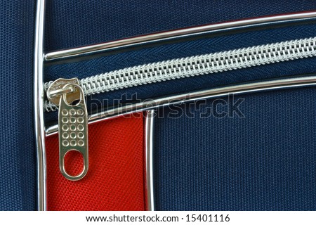 Zipper and pocket on bag, abstract background