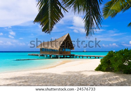stock photo Diving club on a tropical island travel background