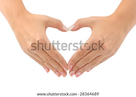 stock photo : Heart made of hands isolated on white background