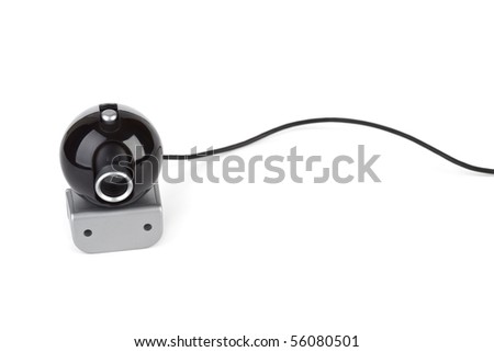 Web camera and cable isolated on white background