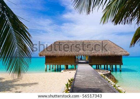Spa salon on beach of tropical island - healthcare background