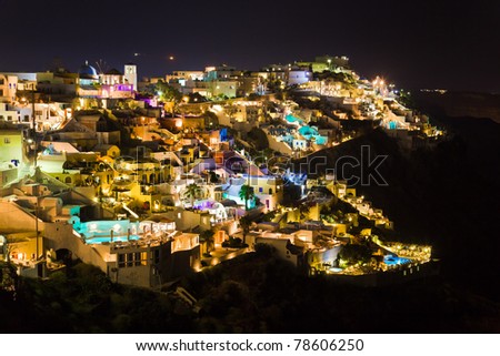 Santorini night (Firostefani) - Greece vacation background