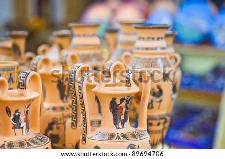 Ceramics souvenir shop - shopping background