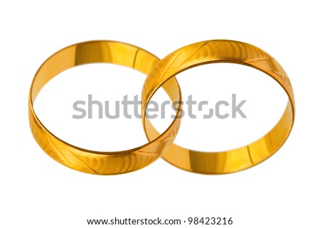 stock photo : Connected wedding rings isolated on white background