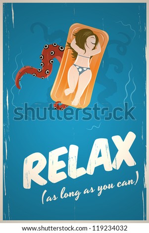 Retro Cartoon Girl And Octopus Stock Photo 119234032 : Shutterstock