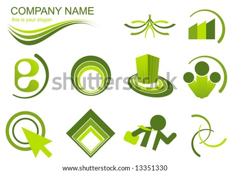 Green Logo Set Stock Vector Illustration 13351330 : Shutterstock