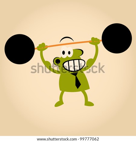 Strong Cartoon Man Lifting Weights Stock Vector Illustration 99777062