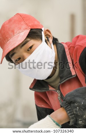 BEIJING JAN. 17, 2007. Migrant worker on Jan. 17, 2007 in Beijing. China faces an historical mass migration from countryside to cities. This year the number reach 250 million, 2/3 of the US population
