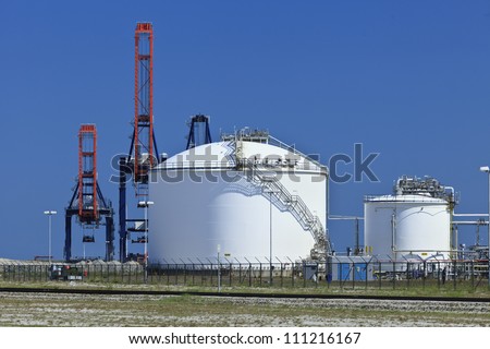 Storage tanks of factory for raw materials for synthetic foam and plastics.