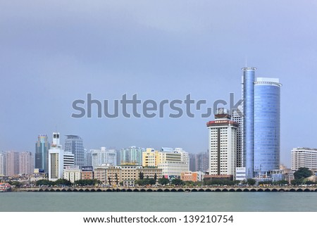 XIAMEN-CHINA-MARCH 22. Xiamen Seashore and Skyline. It is a major city on the southeast coast of China (population 3.67 million), known as one of China\'s most livable cities. Xiamen, March 22, 2009.