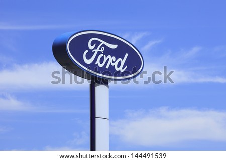BEIJING-JULY 3 Ford signage Founded by Henry Ford June 16 1903 Ford is the second largest U.S based automaker fifth-largest in the world based on 2010 vehicle sales Beijing July 3 2013 BEIJING-JULY 3 Ford signage Founded by Henry Ford June 16 1903 Ford is the second largest U.S based automaker fifth-largest in the world based on 2010 vehicle sales Beijing July 3 2013