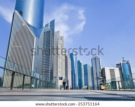 SHANGHAI-DEC. 2, 2014. Skyscrapers at Lujiazui, a national-level development zone designated by government. In 2005, State Council reaffirmed positioning of Lujiazui area as finance and trade zone.