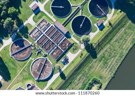 aerial view of Opole city sewage treatment plant