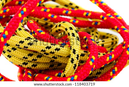 marine red and yellow rope  isolated on white
