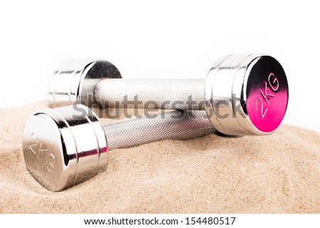 fitness gear on beach sand