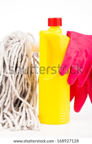 cleaning equipment isolated on white background