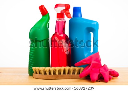 cleaning equipment isolated on white background