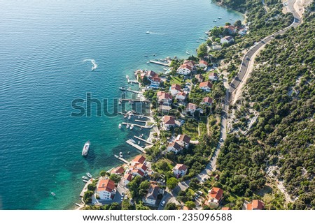 aerial view of croatia coast line Rab island