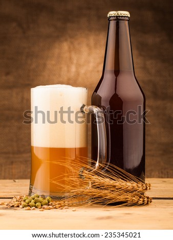 Glass of home made beer on table