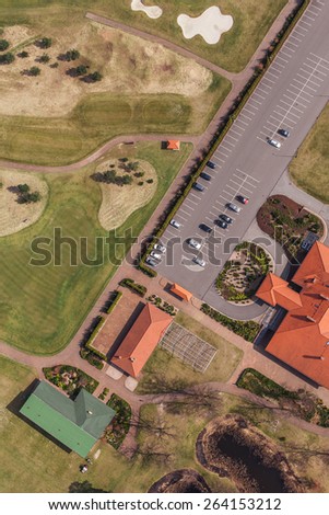 Aerial view over golf field in Poland
