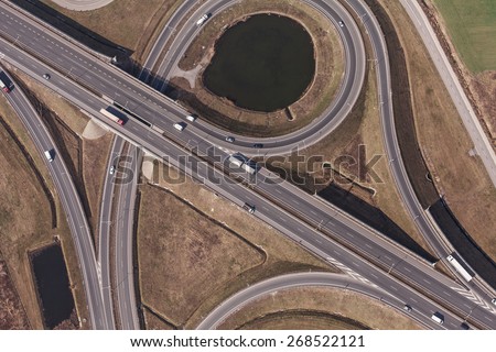 aerial view of highway in Wroclaw  Poland