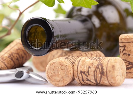 empty wine bottle with corks