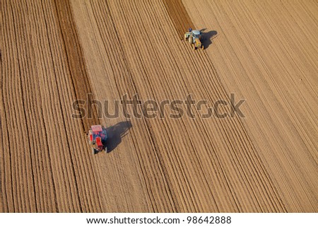 tractors on field