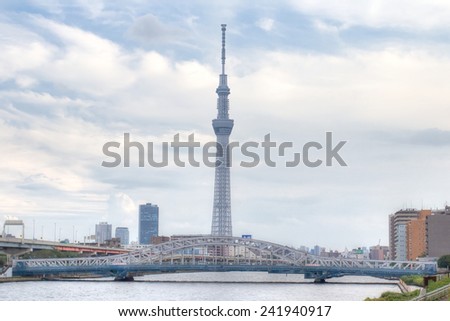 TOKYO,JAPAN - 14 Sept 2013 : The Tokyo Skytree is a new television broadcasting tower and landmark of Tokyo. It is the centerpiece of the Tokyo Skytree Town in the Sumida City Ward.