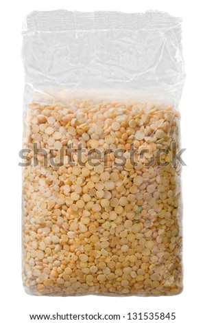 Dried peas pack isolated over white background