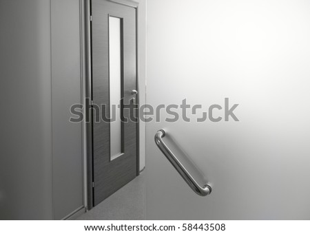 Glass door in office